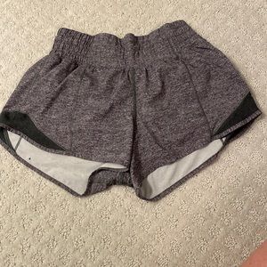 grey Lululemon high rise hotty hot shorts